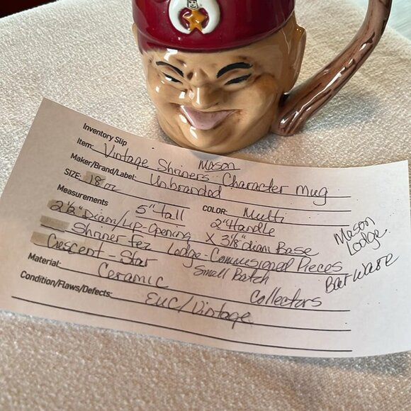 Vintage Ceramic Shriner Mug Stein Handmade Barware Club Collectible - Picture 2 of 5